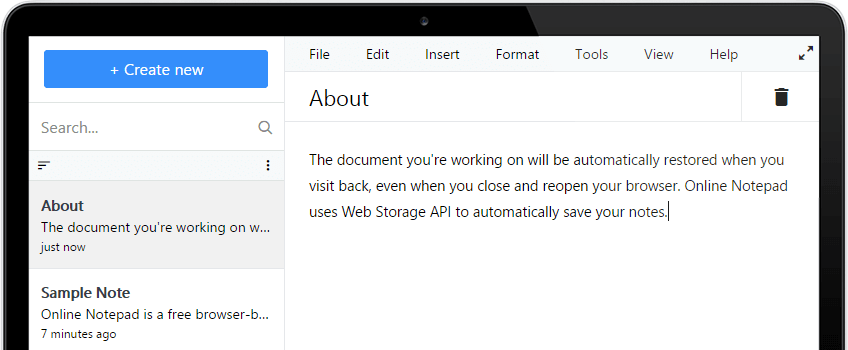 Exseo Online Notepad Screenshot