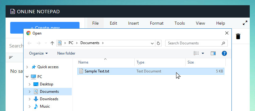 Open file dialog in Exseo
